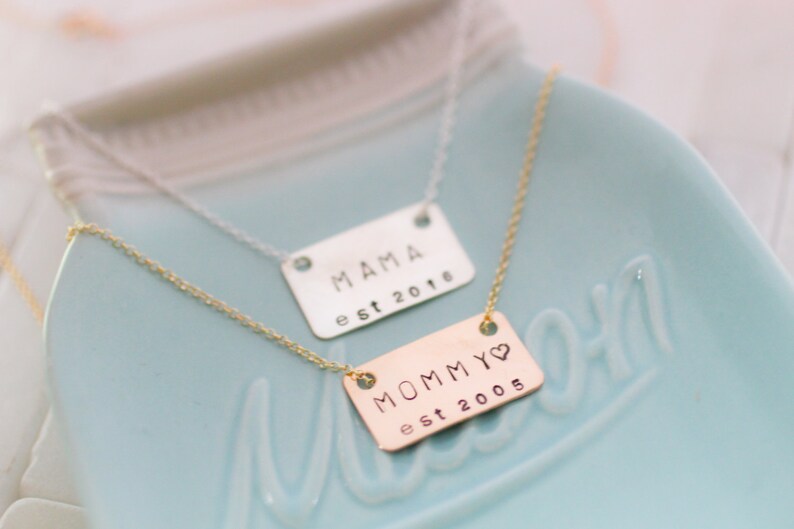 Mama Necklace Gold Mom Necklace Mom Necklace New Mom Gift Mommy Necklace Gifts For Mom Rectangle Charm Mama Jewelry Mom Gift image 3