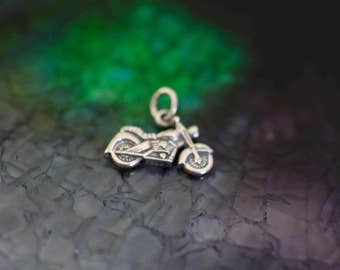 Sterling Silver Motorcycle Charm - Motorcycle Charm - Charm Add On - Silver Motorcycle - Motorcycle - Motorcycle Lover - Motorcycle Gift