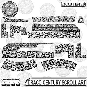 Draco Century  Scroll Laser Engraving Art .Ai / svg / png / dxf all formats are available.