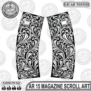 AR 15 Magazine Scroll Laser Engraving Art .Ai / svg / png / dxf all formats are available.