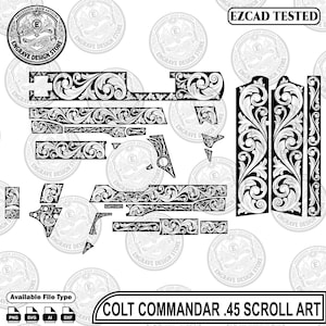 Colt Commandar .45 Scroll lasergravyrkonst .Ai / svg / png / dxf alla format är tillgängliga.