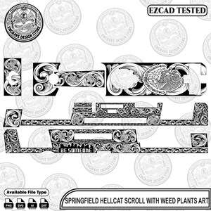 Springfield Hellcat Weed Plants With Scroll Laser Engraving Art .Ai / svg / png / dxf all formats are available.