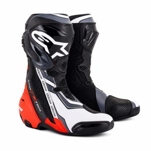 Alpinestars Supertech R Motorcykelstövlar Vit Svart | Läder Sport Cykelstövlar