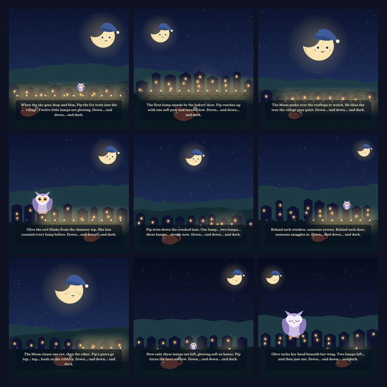 The Fox and the Last Lamp - printable bedtime picture book | Instant Download | Printable PDF image 4