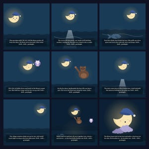 The Moon's Slow Boat - printable bedtime picture book | Instant Download | Printable PDF image 4