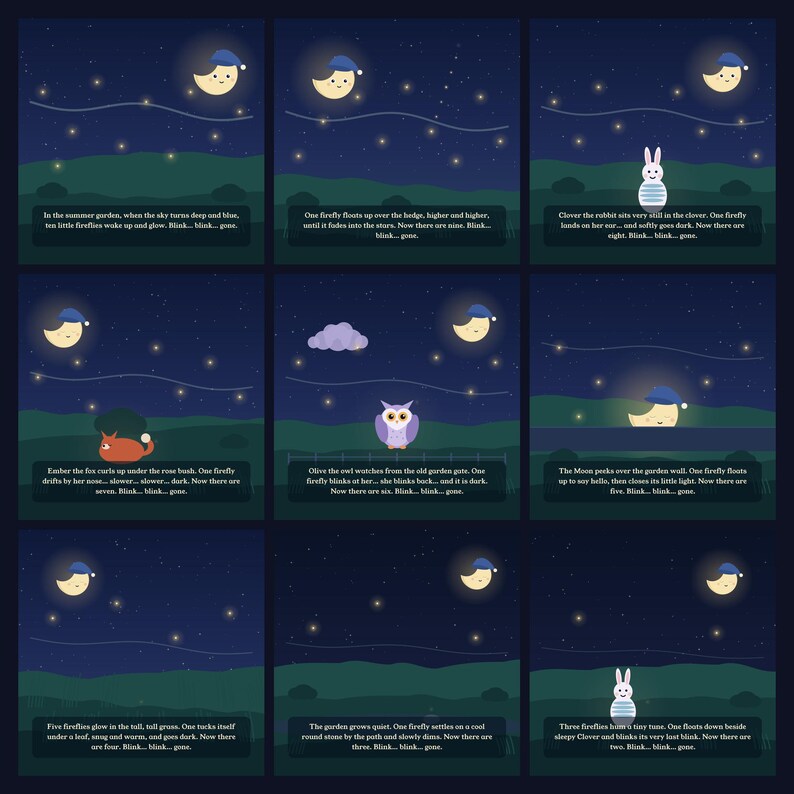 Counting the Fireflies - printable bedtime picture book | Instant Download | Printable PDF image 4