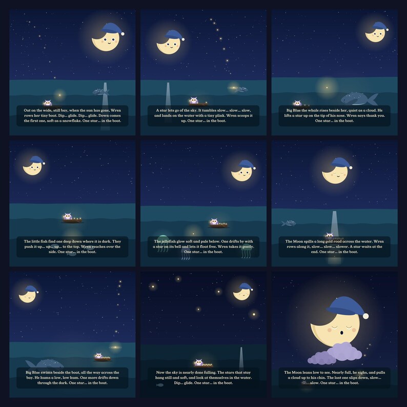 Wren and the Star-Boat - printable bedtime picture book | Instant Download | Printable PDF image 4