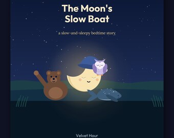 The Moon's Slow Boat - printable bedtime picture book | Instant Download | Printable PDF