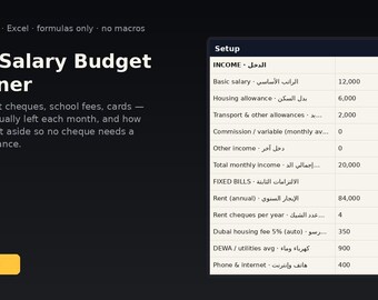 UAE Salary Budget Planner | Instant Download | Excel Template