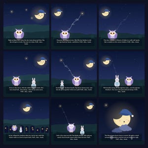 The Owl Who Blew Out the Stars - printable bedtime picture book | Instant Download | Printable PDF image 4