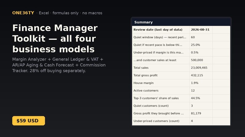 Finance Manager Toolkit - all four business models | Instant Download | Excel Template image 1