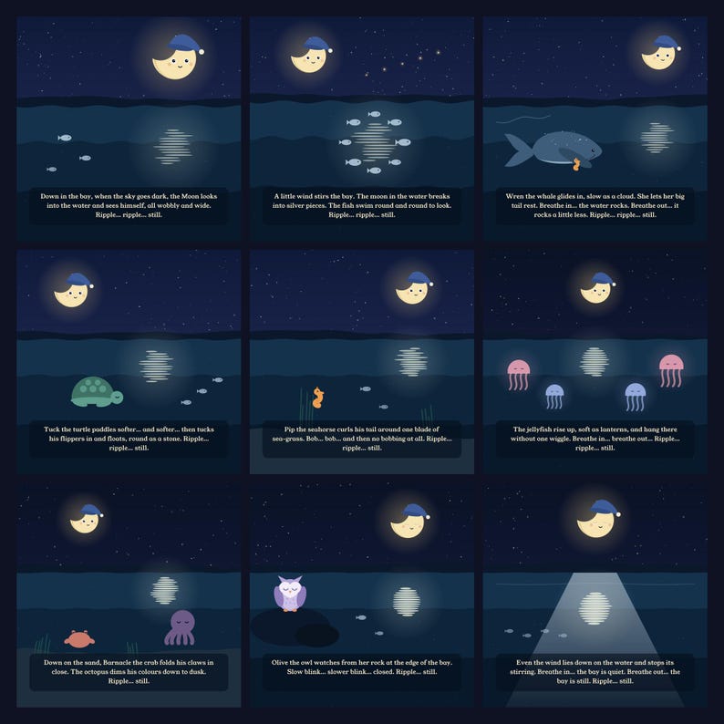 La Luna en el Agua - Libro ilustrado para la hora de dormir (imprimible) / Descarga instantánea / PDF imprimible imagen 4