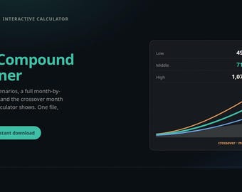 The Compound Planner - interactive savings and investment calculator | Instant Download | PDF and Templates