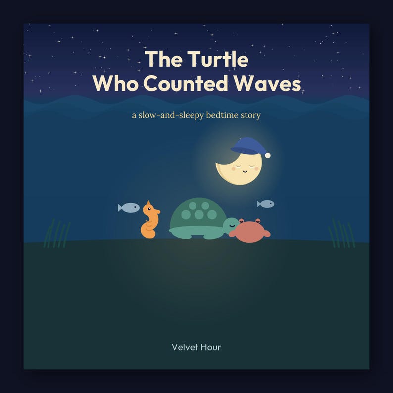 The Turtle Who Counted Waves - printable bedtime picture book | Instant Download | Printable PDF image 1