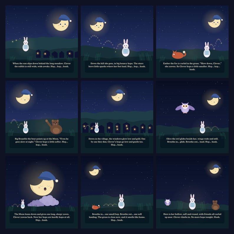 Hop, Hop, Hush - printable bedtime picture book | Instant Download | Printable PDF image 4