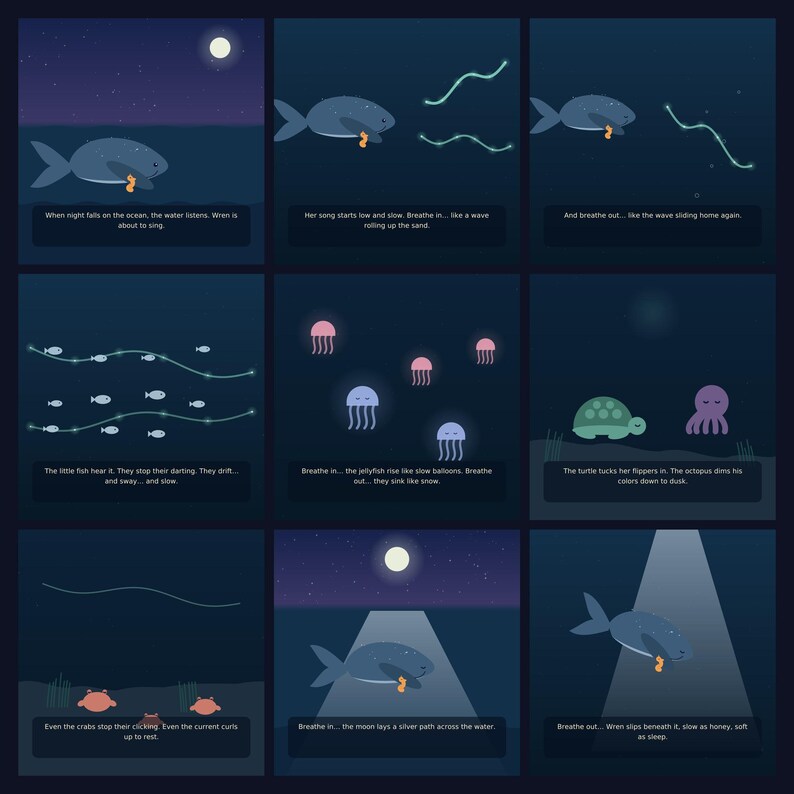 Whale Song Lullaby - printable bedtime picture book | Instant Download | Printable PDF image 4