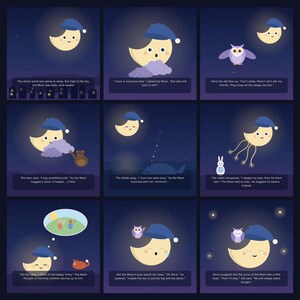 La Luna que no podía dormir - Libro ilustrado para la hora de dormir (imprimible) / Descarga instantánea / PDF imprimible imagen 4