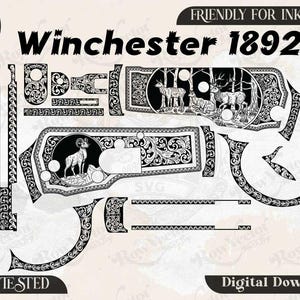 Winchester 1892 Rullgravyr Vektor Vektoriserad Fil Ai8, svg, dxf, png.
