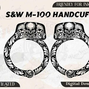 S&W M-100 Handcuff Deep Engraving Scrollwork Vector, Gun Slide Engraving Ai, Svg, Dxf, Png Firearm Filigree Pattern,  Fiber Laser Files.
