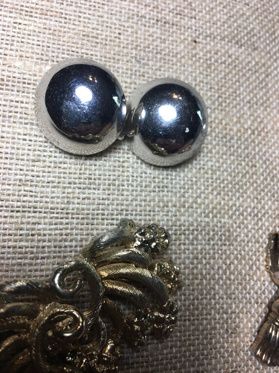 Vintage Trafari and Monet Silver and Gold Earrings - image 3