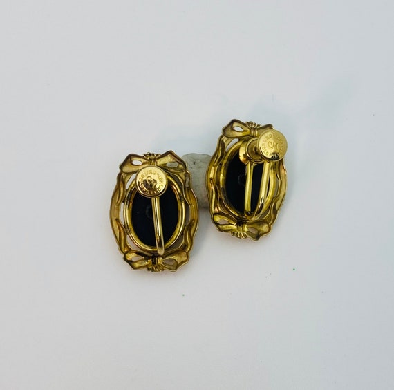 Antique 12k Gold Filled Onyx Screwback Earrings - image 3