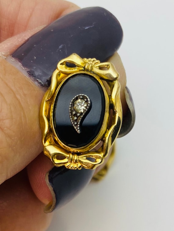 Antique 12k Gold Filled Onyx Screwback Earrings - image 1