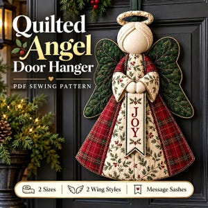 Christmas Angel Door Hanger Sewing Pattern, 2 Sizes, Quilted PDF