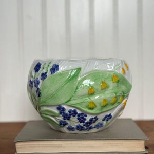 Vaso da fiori vintage in maiolica portoghese, vera ceramica.