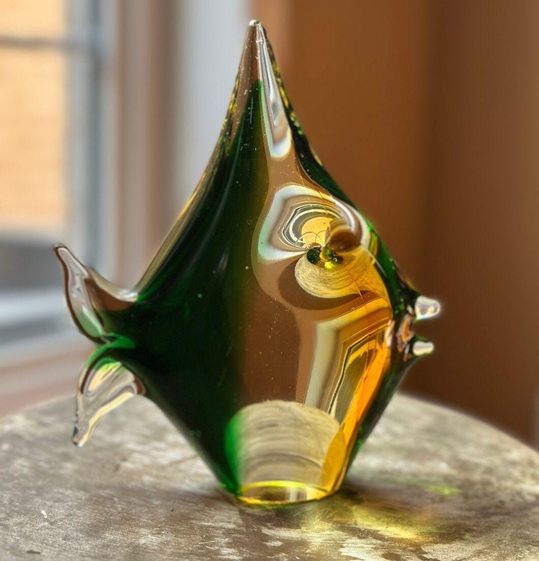 Mid Century Glass Fish - Etsy
