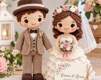 Bride and Groom Amigurumi Crochet Pattern, Wedding Couple Doll PDF, DIY Wedding Gift, Bridal Shower Keepsake, Instant Download