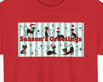 Family Seasons Greetings T-Shirts Sweatshirts | Vintage Christmas Cat Design