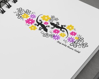 Floral Lizard Spiral Bound Journal | Flower Gecko Doodle Notebook