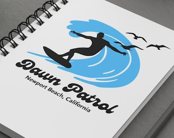 Dawn Patrol Surf Logo Spiral Bound Journal | Surfer Newport Beach California