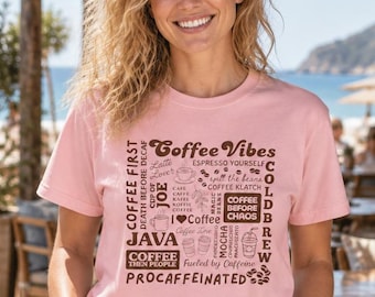 Comfort Colors Coffee Vibes T-shirt | Retro Typography Coffee Lover Tee