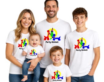 Party Animals Family T-Shirts | Colorful Balloon Dog Birthday Tee