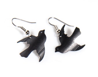Repurposed Bicycle Rubber Unique Creative Bird Earring Jewelry