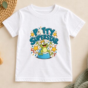 Potty Superstar Potty Training Shirt for Toddlers |Funny Potty Tee | Potty Training Gift for Boys and Girls