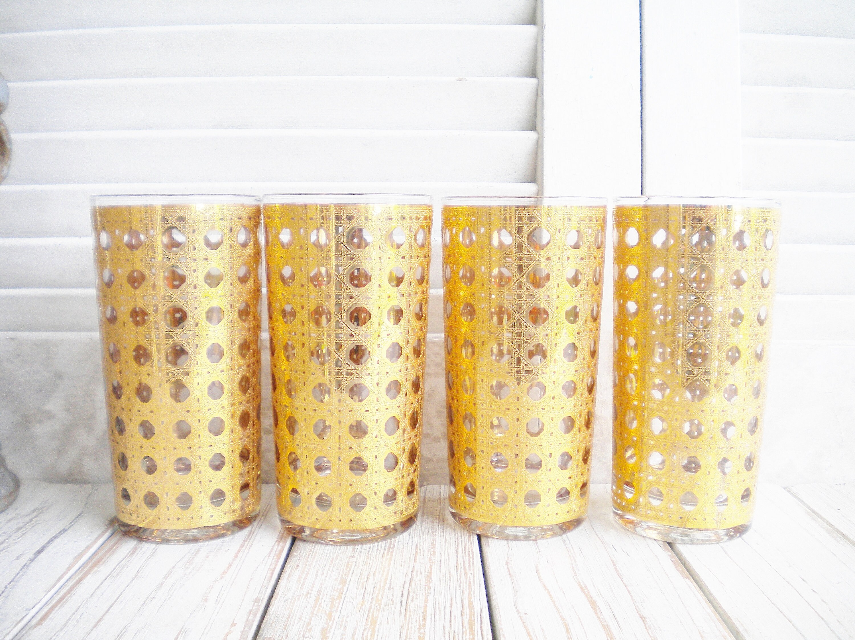 Culver Cannella Highball Glasses 22K Set of 4/ Mid Century - Etsy