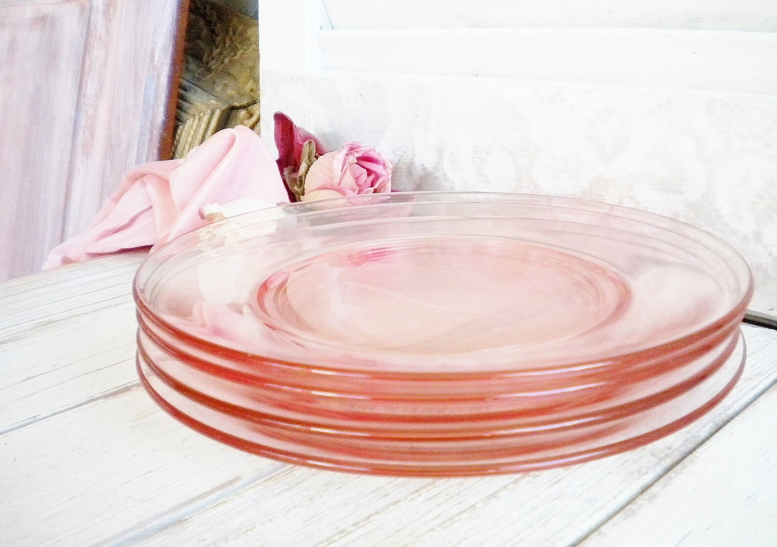 Pink Dessert Plates 7 Inch Set of 4 Depression Glass/ Blush Etsy