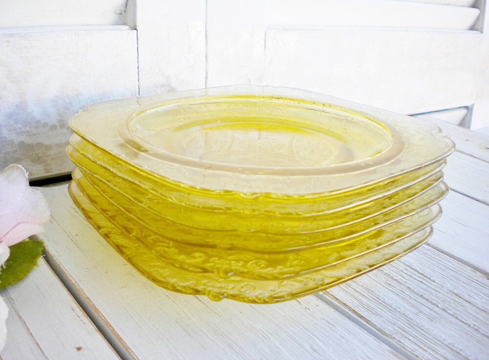 Yellow Deco Dessert Plates Set of 6 Bread And Butter/ Vintage Etsy