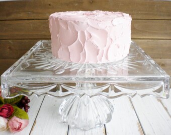 Crystal Glass Square Cake Stand, 10 Inch Crystal Vintage Wedding Cake Stand Shannon Pedestal Stand Dessert Table Modern, Romantic