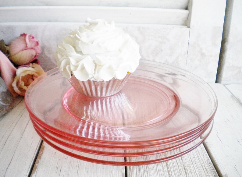 Pink Dessert Plates 7 Inch Set of 4 Depression Glass/ Blush Etsy