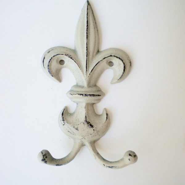 Chic Metal Wall Hook Fluer de Lis French Farm House style. Double Hook Treasury List