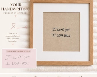 Custom Handwriting Embroidery, Personalized Handwritten Keepsake, Memorial Gift, Embroidered Love Note, Custom Framed Gift, Nursery Decor