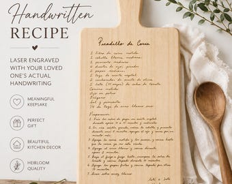 Custom Handwritten Recipe Cutting Board, Engraved Family Recipe, Actual Handwriting Keepsake, Memorial Gift, Personalized Cheese Board Gift