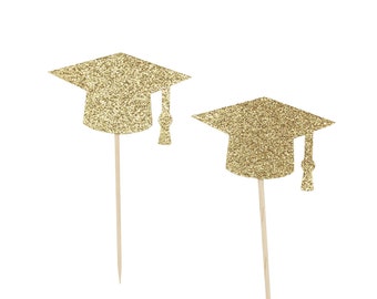 Graduation Cupcake Toppers - Graduation Cap Cupcake Toppers - Custom Graduation Party - Class of 2019 Cupcake Toppers - School Colors