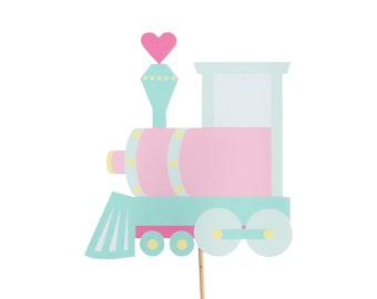 Girl Train Birthday Centerpiece Pick - Pink Train Centerpiece - Train Birthday Party - Girl Birthday Centerpiece