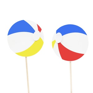 Beach Ball Centerpiece Picks - Pool Party Birthday Centerpiece Picks - Summer Theme Party Decorations - Beach Theme Birthday Party