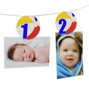 Beach Ball First Birthday Milestone Photo Banner