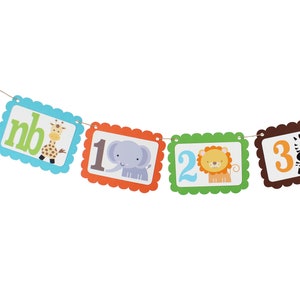 Jungle Animal First Year Photo Banner / Wild One First Birthday Milestone Photo Banner